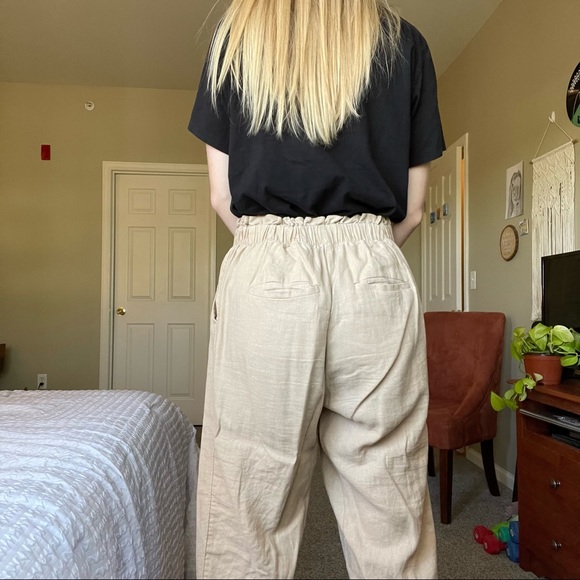 Loft Linen High-Waisted Straight Stretch Pants - Picture 3 of 7